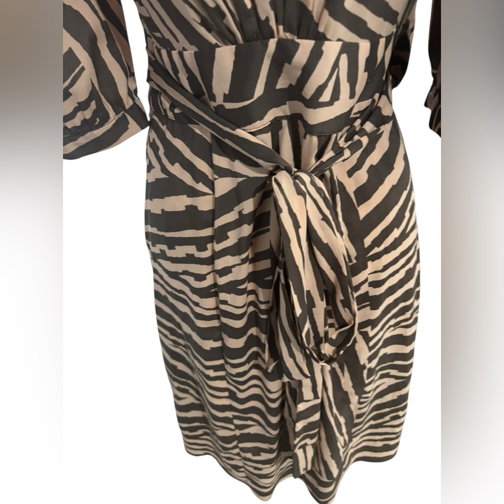 NWT Banana Republic Pink/Brown Zebra Print Wrap Dress-size 6 - Picture 7 of 8